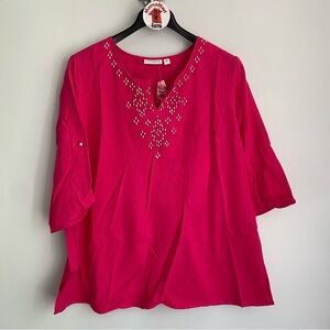 NEW Susan Graver Pink Gauze Tunic Top